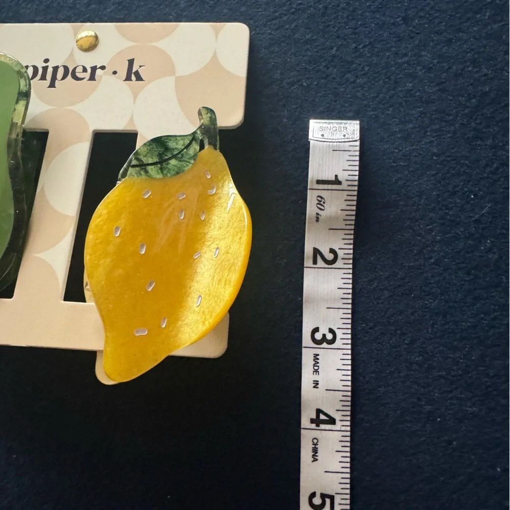Piper K Avocado 🥑 and Lemon 🍋 Hair Clips - fun for all ages-add a pop of color!